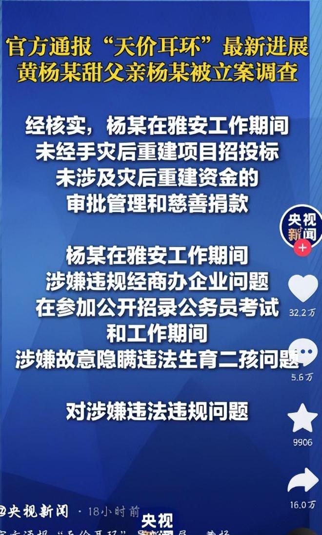 自下场黄杨钿甜父亲被正式立案调查冰球突破游戏天价耳环风波不断亲(图3)